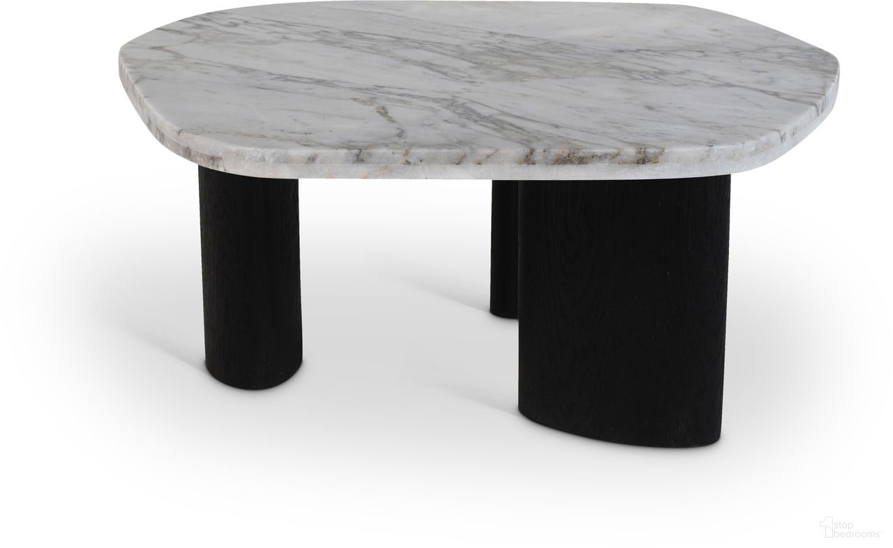 The appearance of Puglia Marble Top and Oak Wood Base Coffee Table In White and Black designed by Meridian in the modern / contemporary interior design. This white/black piece of furniture  was selected by 1StopBedrooms from Puglia Collection to add a touch of cosiness and style into your home. Sku: 99058Viola-CT Box 1/2 (Top);99058Viola-CT Box 2/2 (Base). Material: Marble.