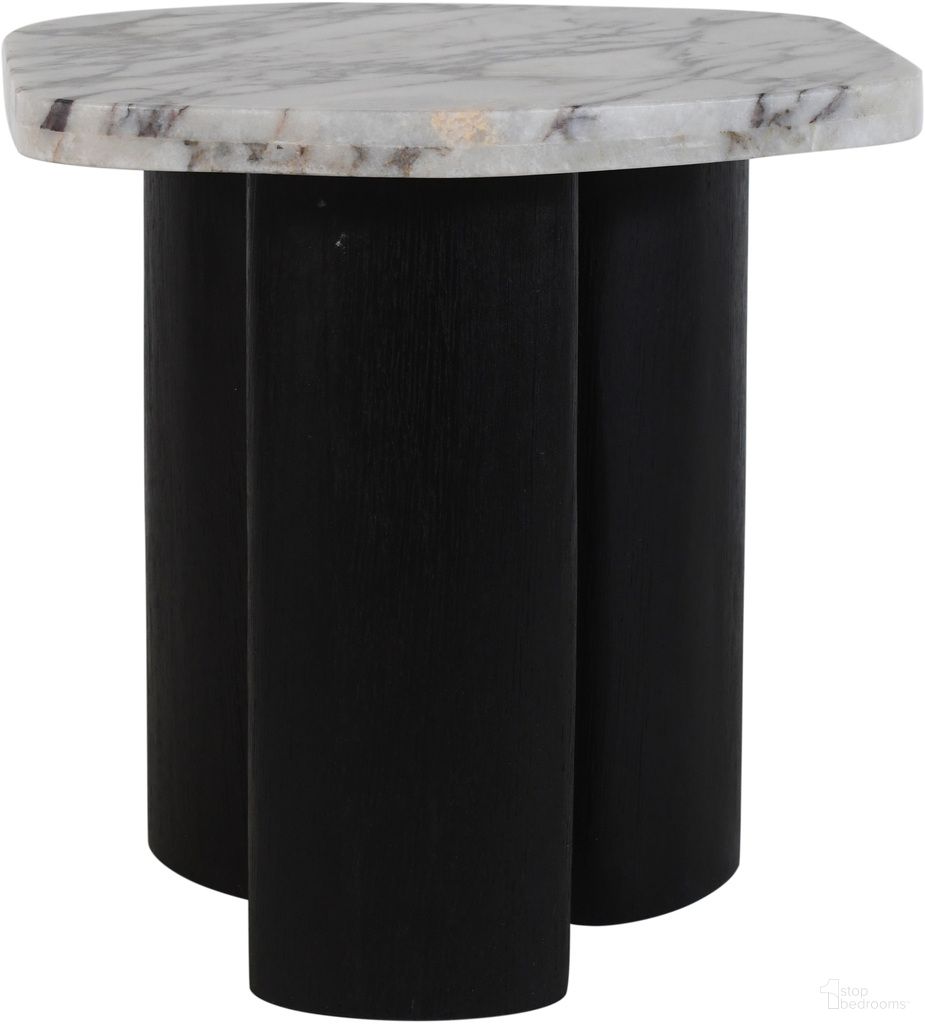 The appearance of Puglia Marble Top and Oak Wood Base End Table In White and Black designed by Meridian in the modern / contemporary interior design. This white/black piece of furniture  was selected by 1StopBedrooms from Puglia Collection to add a touch of cosiness and style into your home. Sku: 99058Viola-ET Box 1/2 (Top);99058Viola-ET Box 2/2 (Base). Material: Marble.