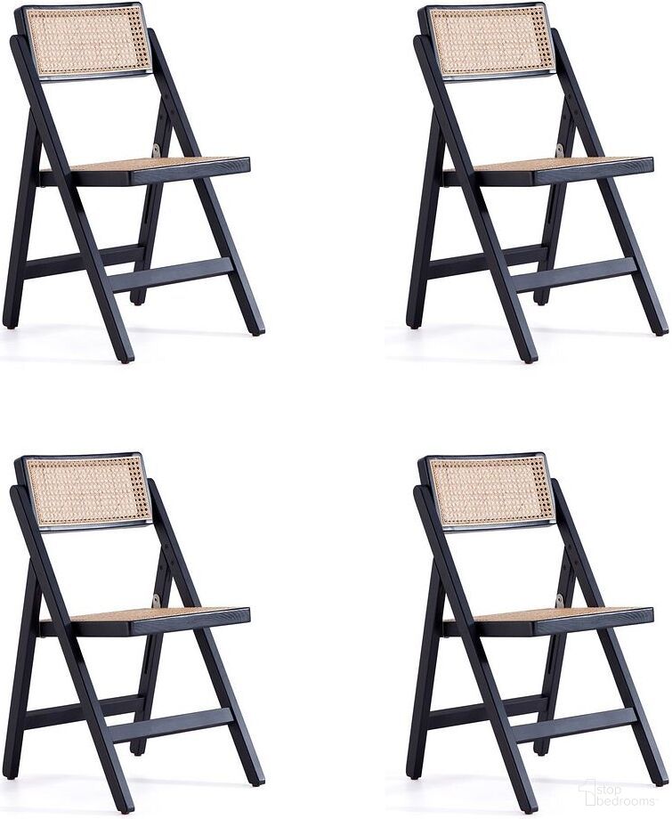 The appearance of Pullman Folding Dining Chair In Black And Natural Cane Set of 4 designed by Manhattan Comfort in the industrial interior design. This black and natural piece of furniture  was selected by 1StopBedrooms from Pullman Collection to add a touch of cosiness and style into your home. Sku: DCCA08-BK;DCCA08-BK. Material: Wood. Chair Type: Side Chair.