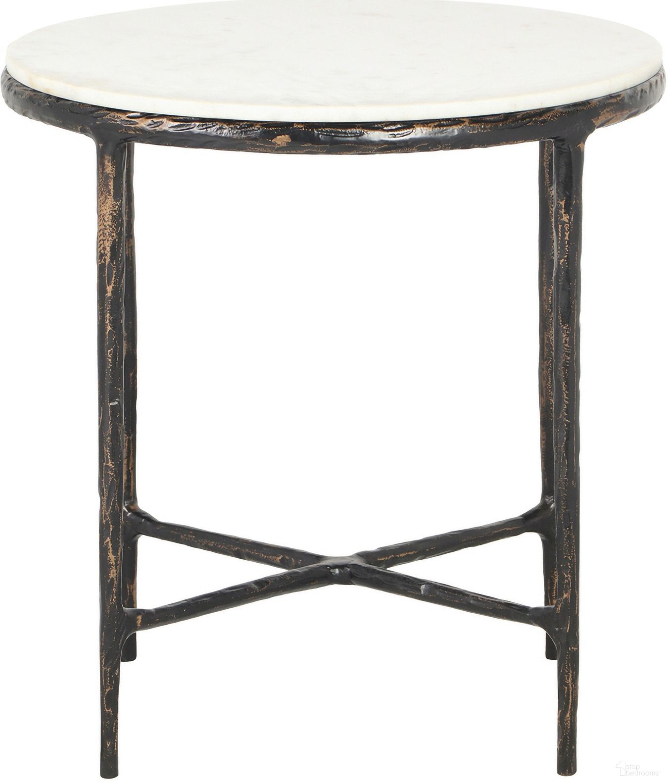 The appearance of Pulvo Solid Aluminum Handmade Round Side Table In White and Bronze designed by Rajani Home in the industrial interior design. This white/bronze piece of furniture  was selected by 1StopBedrooms from Nexo Collection to add a touch of cosiness and style into your home. Sku: SDTBL03520BZW1A1A;SDTBL03520BZW1A1A. Material: Aluminum.