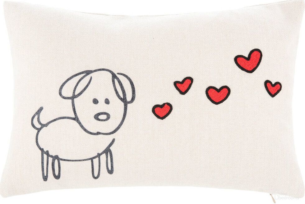 The appearance of Puppy Love Pillow designed by Safavieh in the modern / contemporary interior design. This cream and red piece of furniture was selected by 1StopBedrooms from Safavieh PLS Collection to add a touch of cosiness and style into your home. Sku: PLS737A-1218. Material: Polyester.