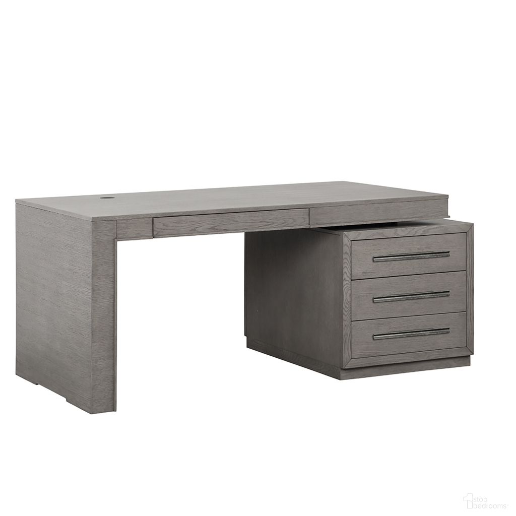 The appearance of Pure Modern Soft Moonstone Executive Desk designed by Parker House in the transitional interior design. This gray piece of furniture was selected by 1StopBedrooms from Pure Modern Collection to add a touch of cosiness and style into your home. Sku: PUR#480;PUR#481. Material: Solid Oak.