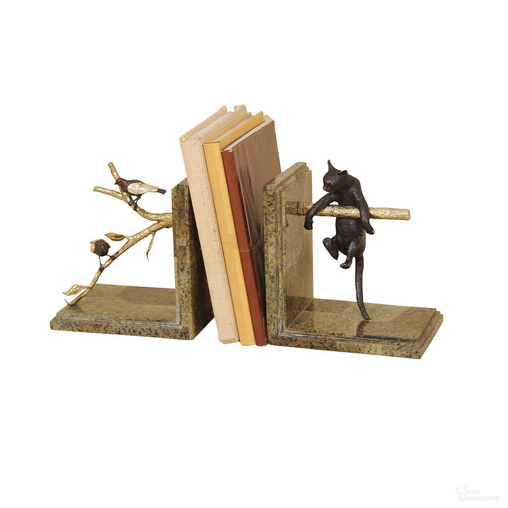 The appearance of Pursuit Bookends Pair In Brass designed by Maitland-Smith in the modern / contemporary interior design. This brass piece of furniture  was selected by 1StopBedrooms from Maitland Smith Collection to add a touch of cosiness and style into your home. Sku: 8141-12. Material: Brass.