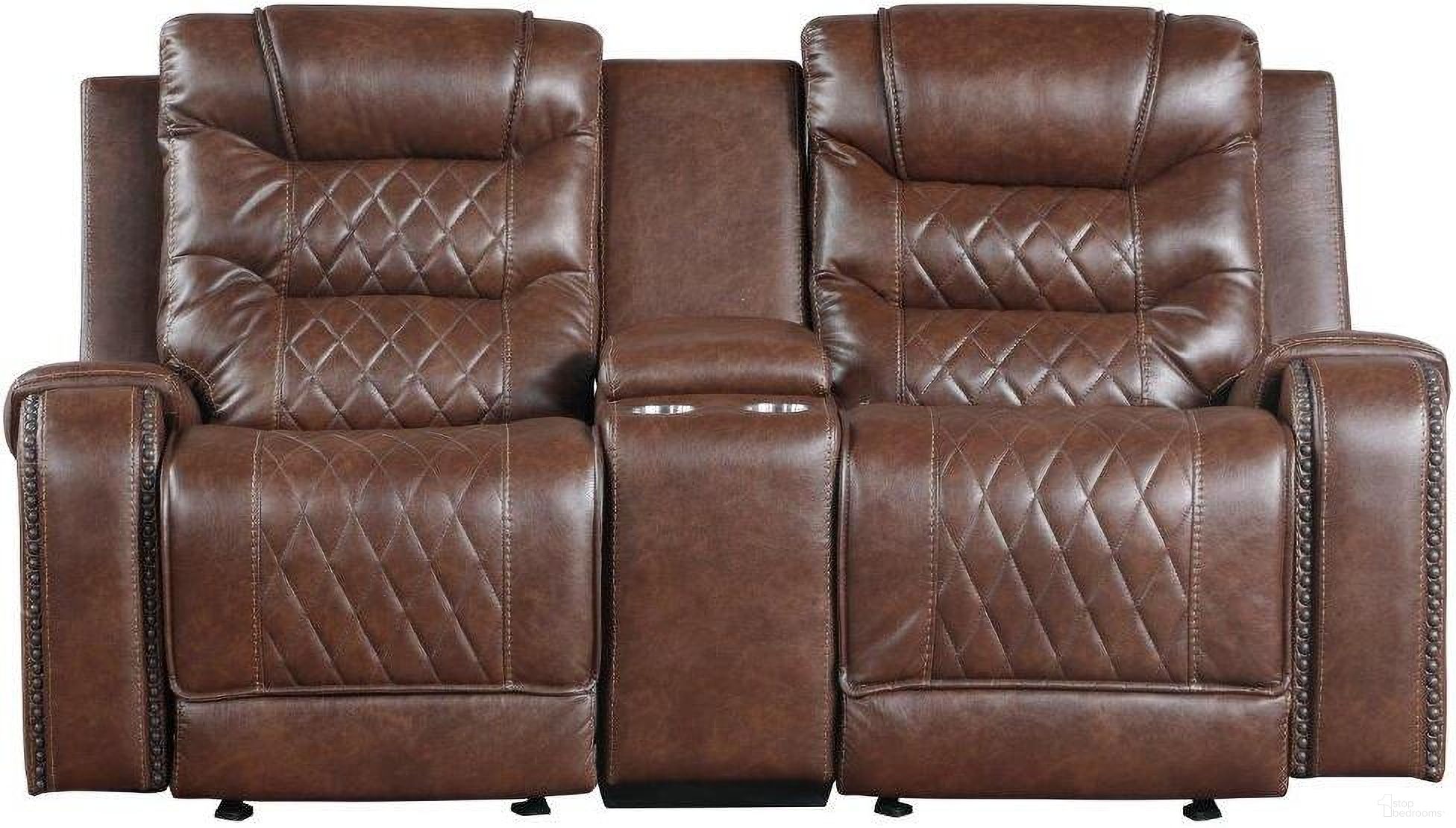 The appearance of Putnam Brown Double Glider Reclining Loveseat designed by Homelegance in the modern / contemporary interior design. This brown piece of furniture was selected by 1StopBedrooms from Putnam Collection to add a touch of cosiness and style into your home. Sku: 9405BR-2. Material: Microfiber.