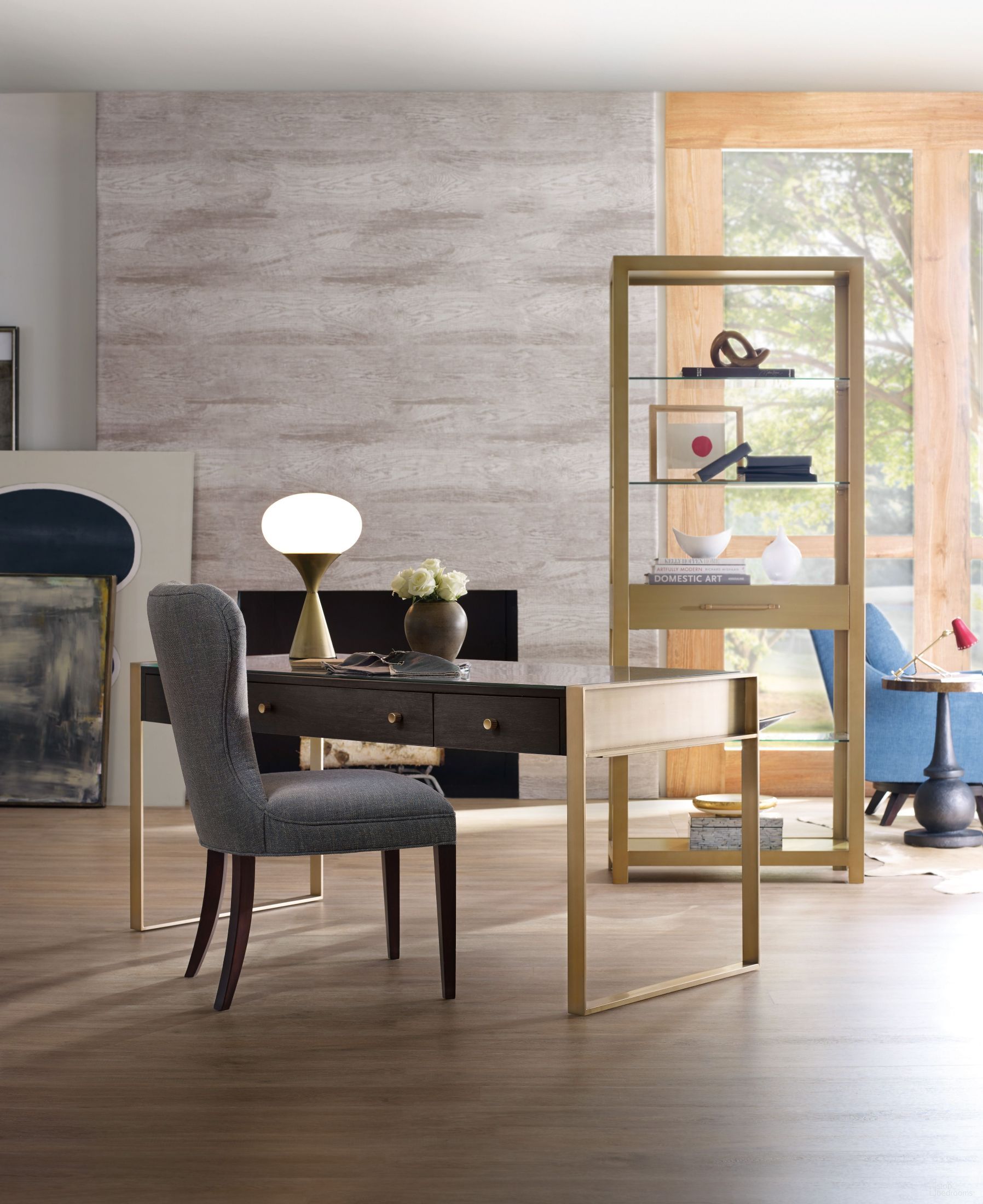 The appearance of Curata Midnight Writing Home Office Set designed by Hooker in the modern / contemporary interior design. This dark wood piece of furniture  was selected by 1StopBedrooms from Curata Collection to add a touch of cosiness and style into your home. Sku: 1600-10458-DKW;1600-10445-MTL1. Material: Wood.