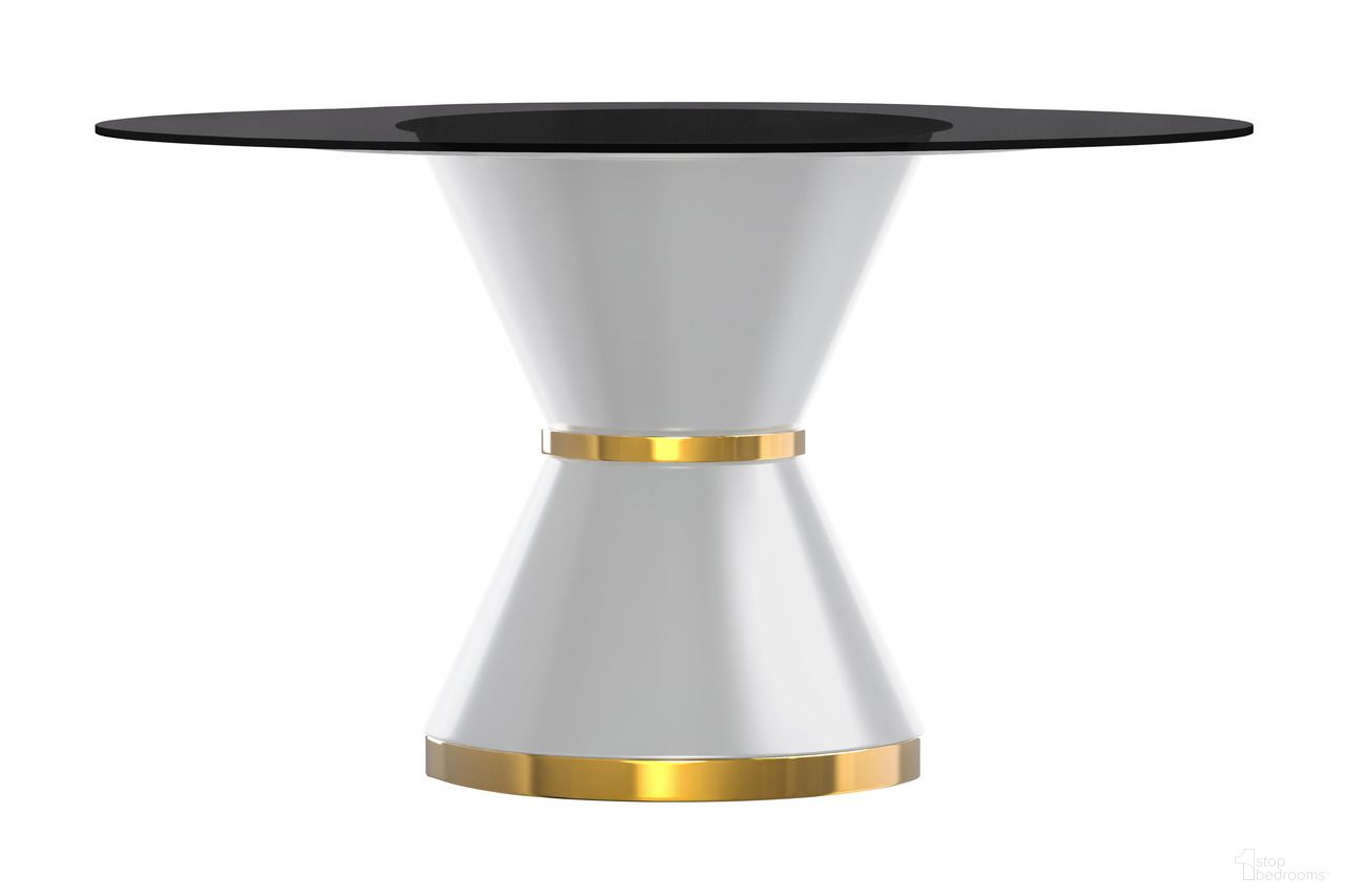 The appearance of Qorvus 71 Inch Round Dining Table with Glass Top In White and Black designed by LeisureMod in the modern / contemporary interior design. This white/black piece of furniture  was selected by 1StopBedrooms from Qorvus Collection to add a touch of cosiness and style into your home. Sku: QRW-71BL-G. Table Base Style: Pedestal. Table Top Shape: Round. Material: Glass. Size: 71".