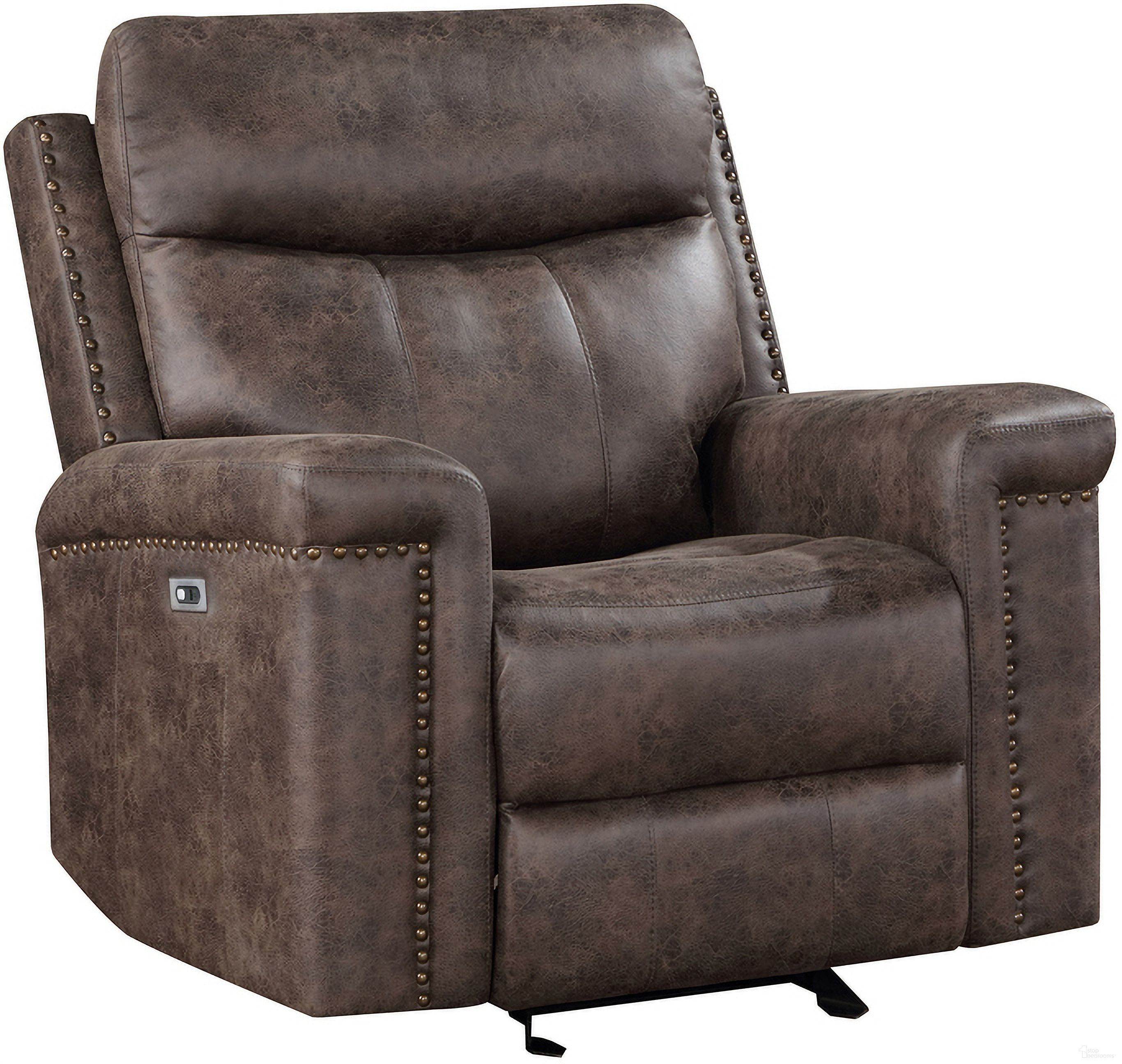 The appearance of Quade Glider Recliner with Power Footrest In Mocha designed by New Classic in the modern / contemporary interior design. This mocha piece of furniture  was selected by 1StopBedrooms from Quade Collection to add a touch of cosiness and style into your home. Sku: U1798-13P1-MCH. Material: Fabric.