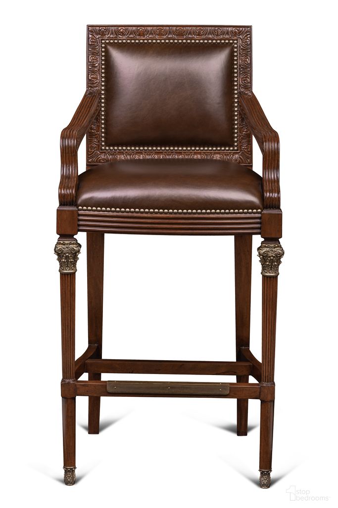 Quarter Bar Stool In Antique Brown and Brass