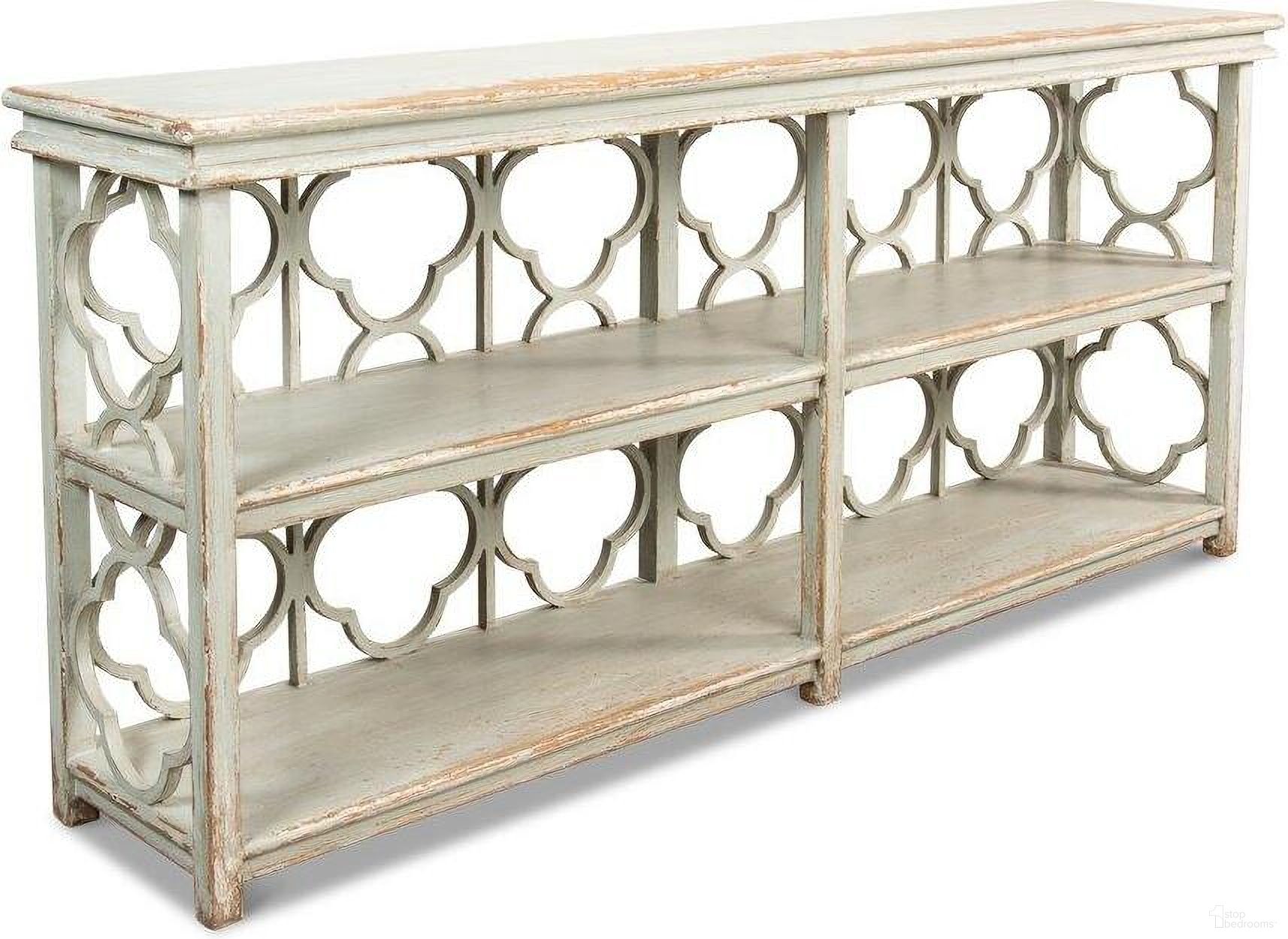 The appearance of Quatrefoil Green Bookshelf Console Table designed by Sarreid in the transitional interior design. This green piece of furniture  was selected by 1StopBedrooms from Quatrefoil Collection to add a touch of cosiness and style into your home. Sku: 52761.
