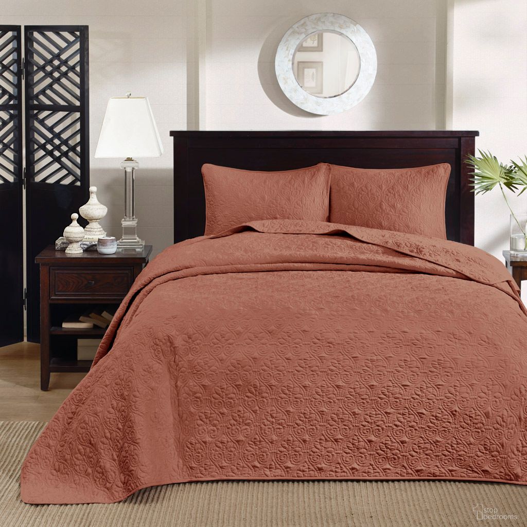 The appearance of Quebec 3 Piece Reversible Bedspread Set In Clay Red designed by Olliix in the traditional interior design. This clay red piece of furniture was selected by 1StopBedrooms from Quebec Collection to add a touch of cosiness and style into your home. Sku: MP13-8485. Bed Size: King. Material: Cotton.