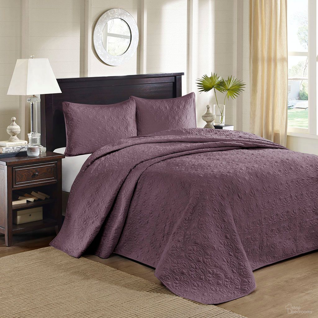 Quebec Cotton And Other Fibers Fill Brushed Microfiber 3 Piece Queen Bedspread Set In Purple