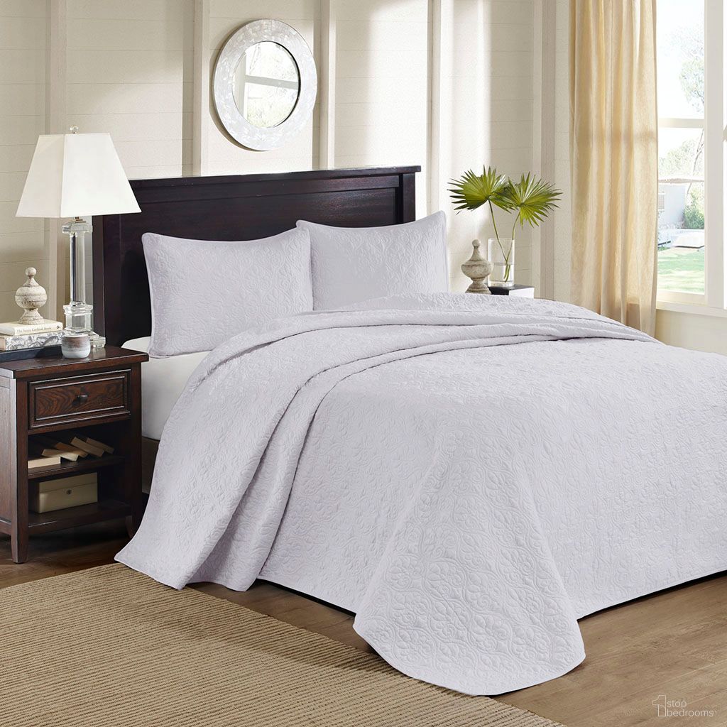 Quebec Polyester Brushed Microfiber 3 Piece Full Bedspread Set In White