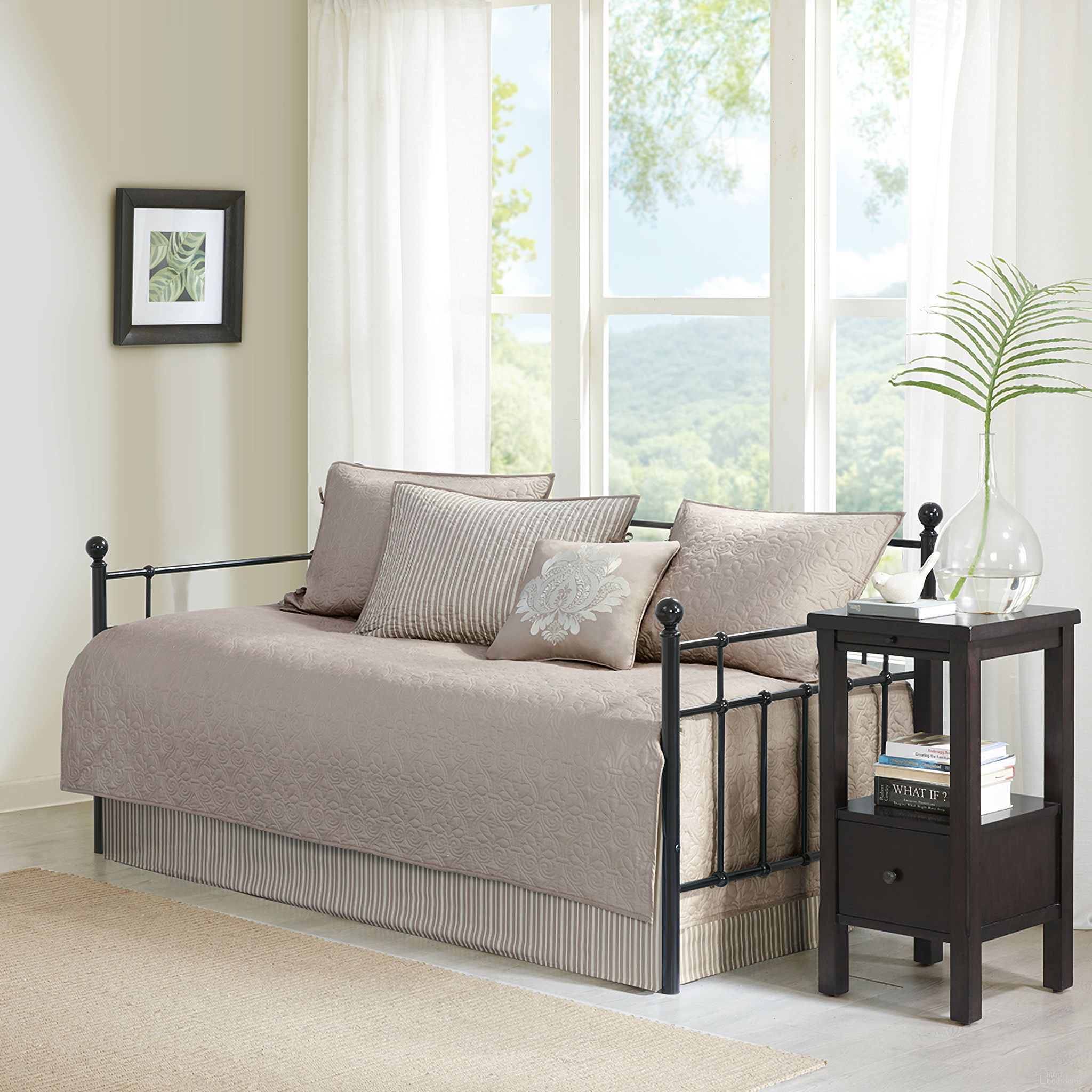 The appearance of Quebec Polyester Solid 6 Piece Day Bed Cover In Khaki designed by Olliix in the transitional interior design. This khaki piece of furniture was selected by 1StopBedrooms from Quebec Collection to add a touch of cosiness and style into your home. Sku: MP13-3977. Material: Polyester.