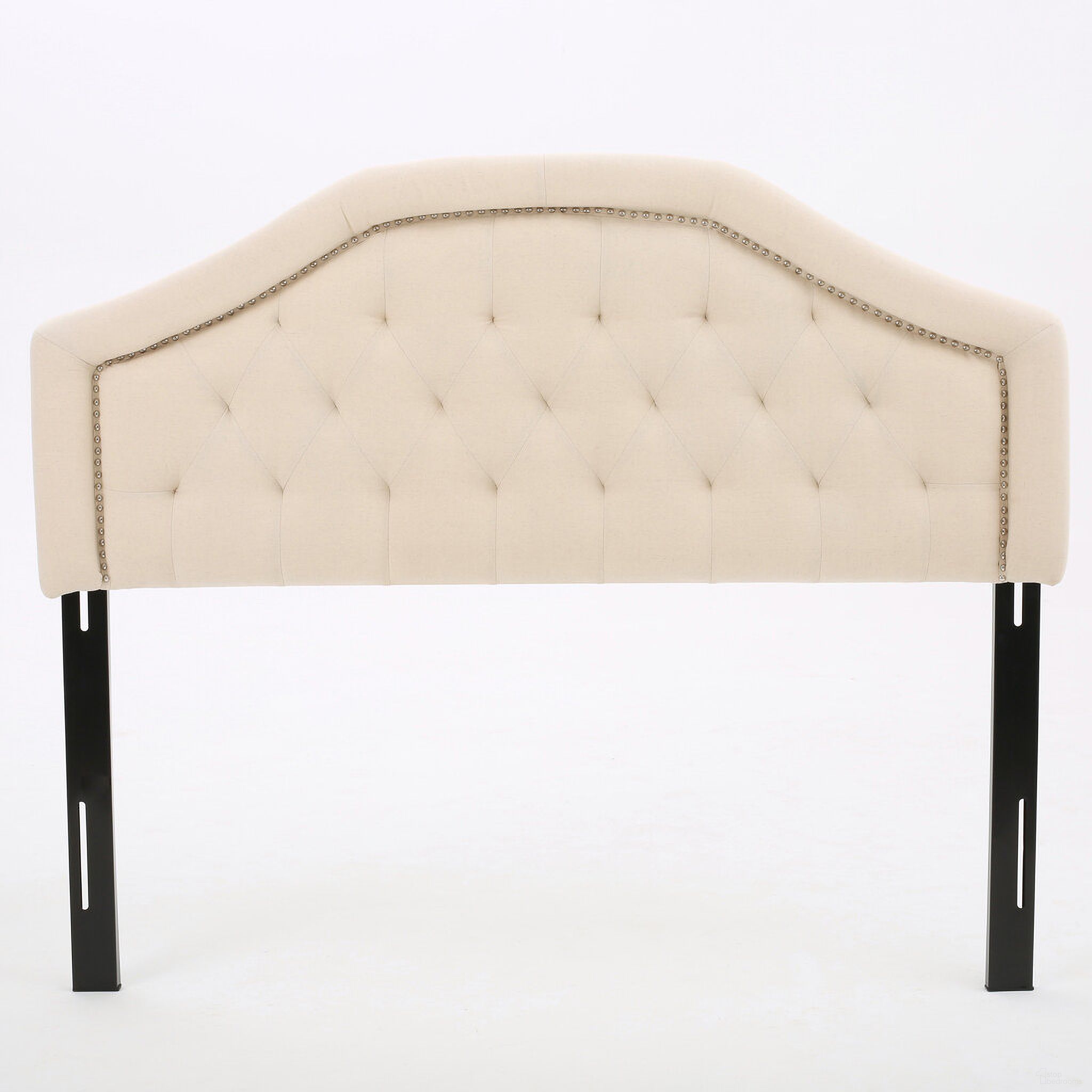 The appearance of Queen and Full Size Headboard with Diamond Tufting and Nailhead Trim In Beige designed by Noble House in the modern / contemporary interior design. This beige piece of furniture  was selected by 1StopBedrooms from  to add a touch of cosiness and style into your home. Sku: 57875.00. Material: Fabric. Bed Size: Queen.