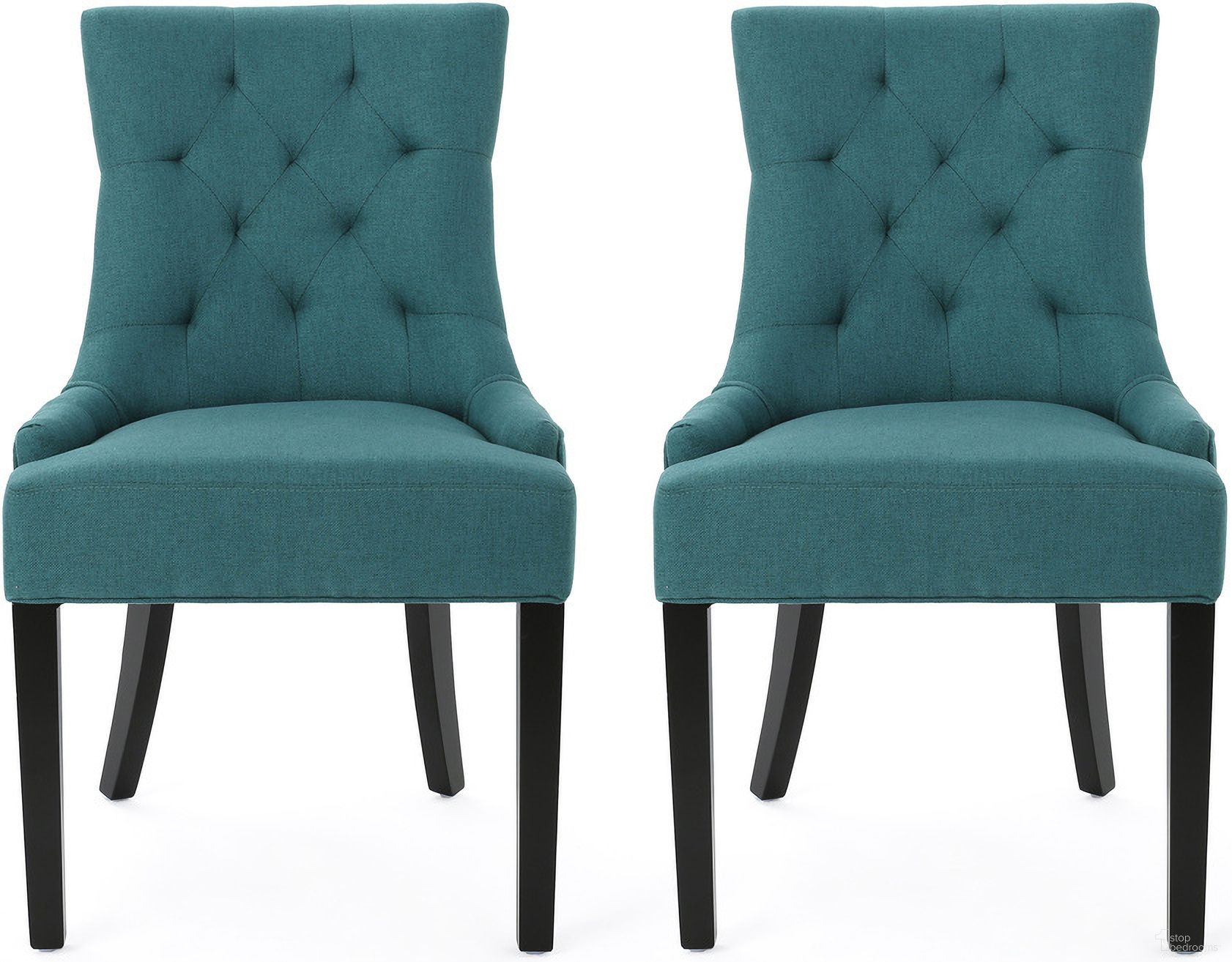 The appearance of Quenching Dining Chair with Tufted Diamond Stitching and Sloped Arms Set of 2 In Teal designed by Noble House in the modern / contemporary interior design. This teal piece of furniture was selected by 1StopBedrooms from Quenching Collection to add a touch of cosiness and style into your home. Sku: 54181.00FDTE. Material: Fabric. Chair Type: Side Chair.