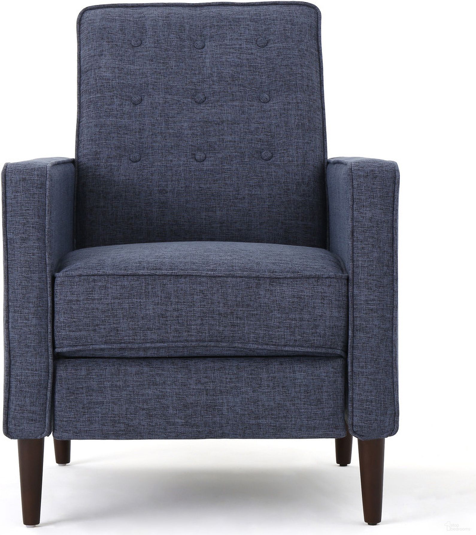 The appearance of Quest Fabric Recliner with Button Tufted Back and Square Arm In Dark Blue designed by Noble House in the modern / contemporary interior design. This dark blue piece of furniture was selected by 1StopBedrooms from Quest Collection to add a touch of cosiness and style into your home. Sku: 60741.00DBL. Material: Fabric.