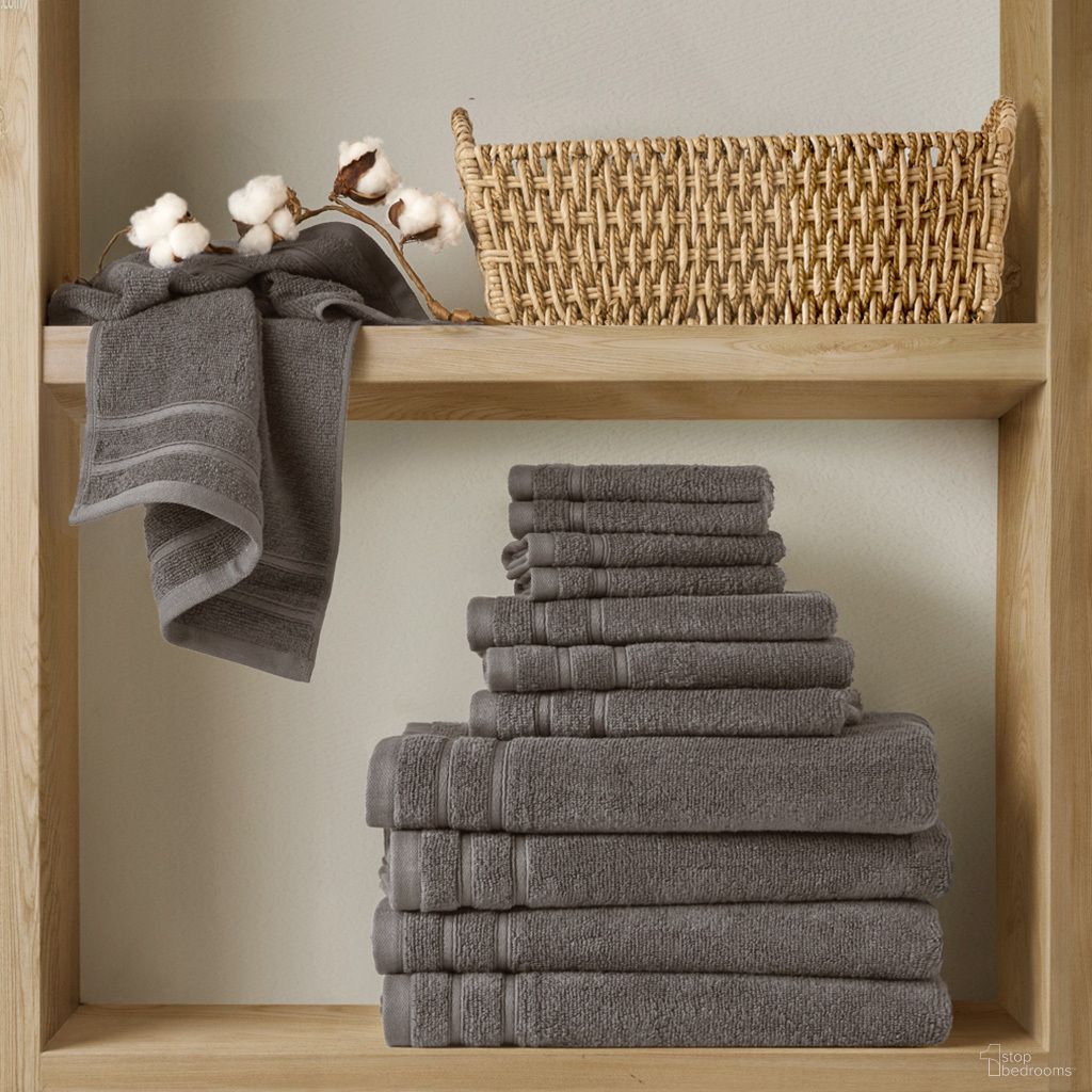 Quick Dry Cotton 12Pc Towel Set In Grey
