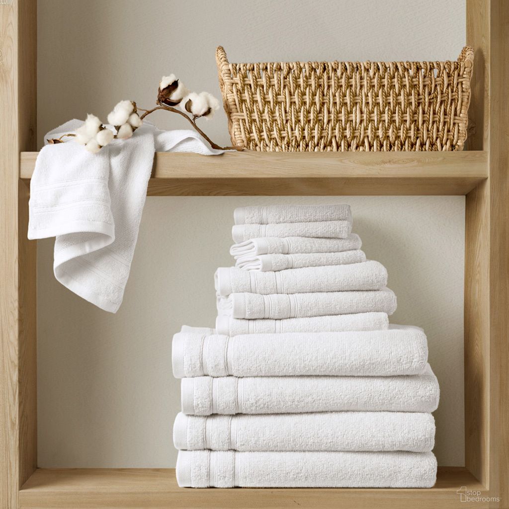 The appearance of Quick Dry Cotton 12Pc Towel Set In White designed by Olliix in the transitional interior design. This white piece of furniture  was selected by 1StopBedrooms from  to add a touch of cosiness and style into your home. Sku: AM73-0242. Material: Cotton.