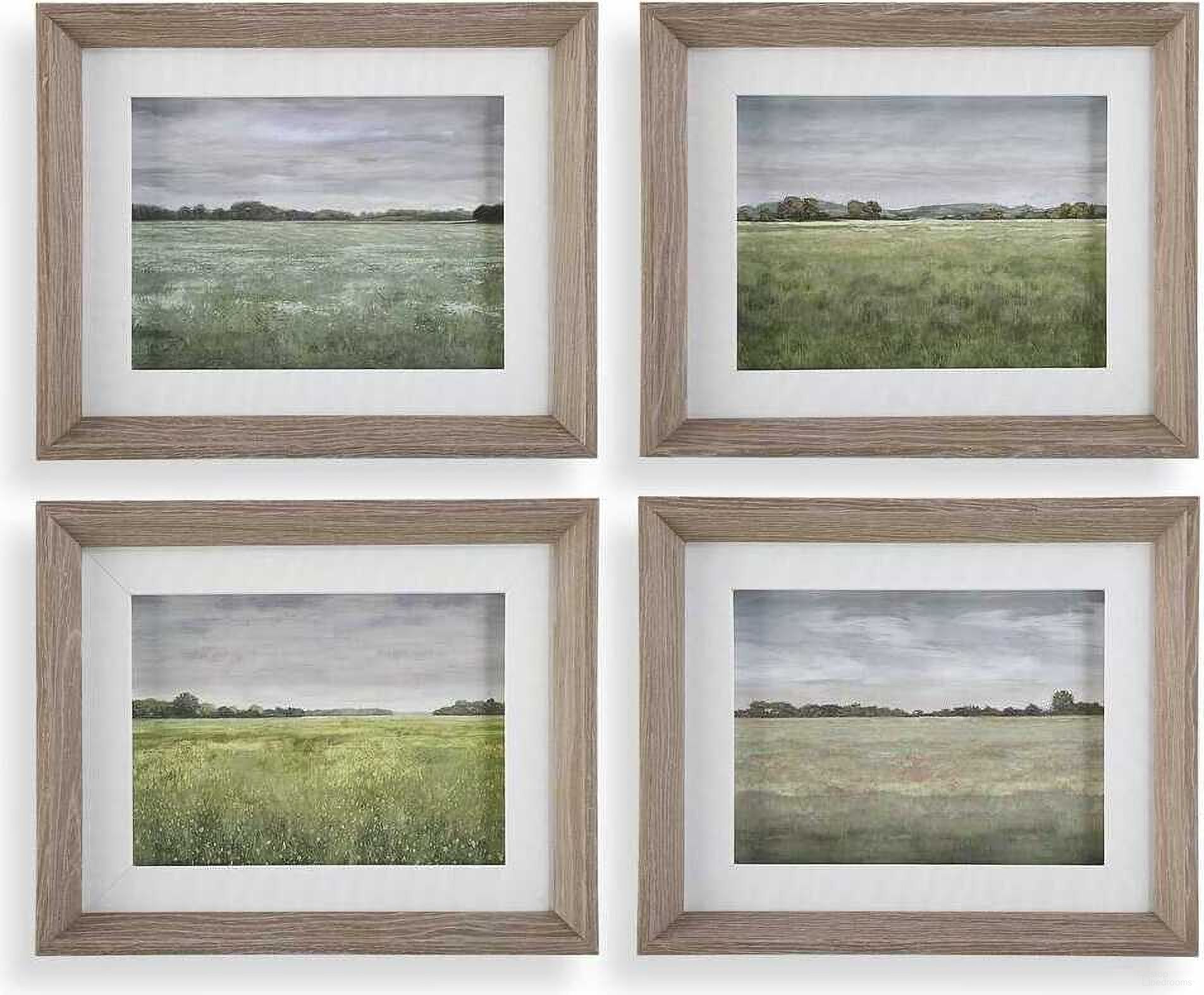 Quiet Meadows Framed Prints Set of 4 In Green