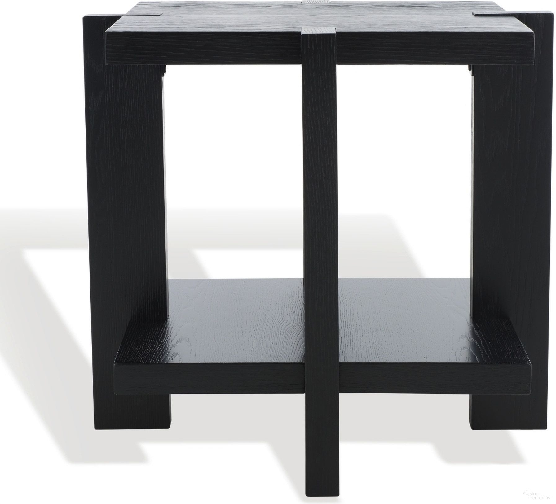 The appearance of Quigley Square Wood Accent Table In Black designed by Safavieh Couture in the modern / contemporary interior design. This black piece of furniture  was selected by 1StopBedrooms from Quigley Collection to add a touch of cosiness and style into your home. Sku: SFV2167A. Material: MDF.