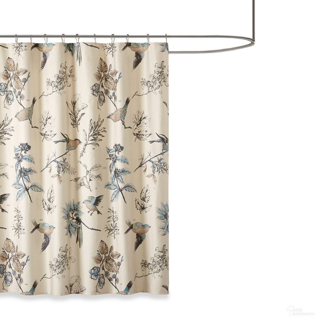 Quincy Printed Cotton Shower Curtain In Khaki