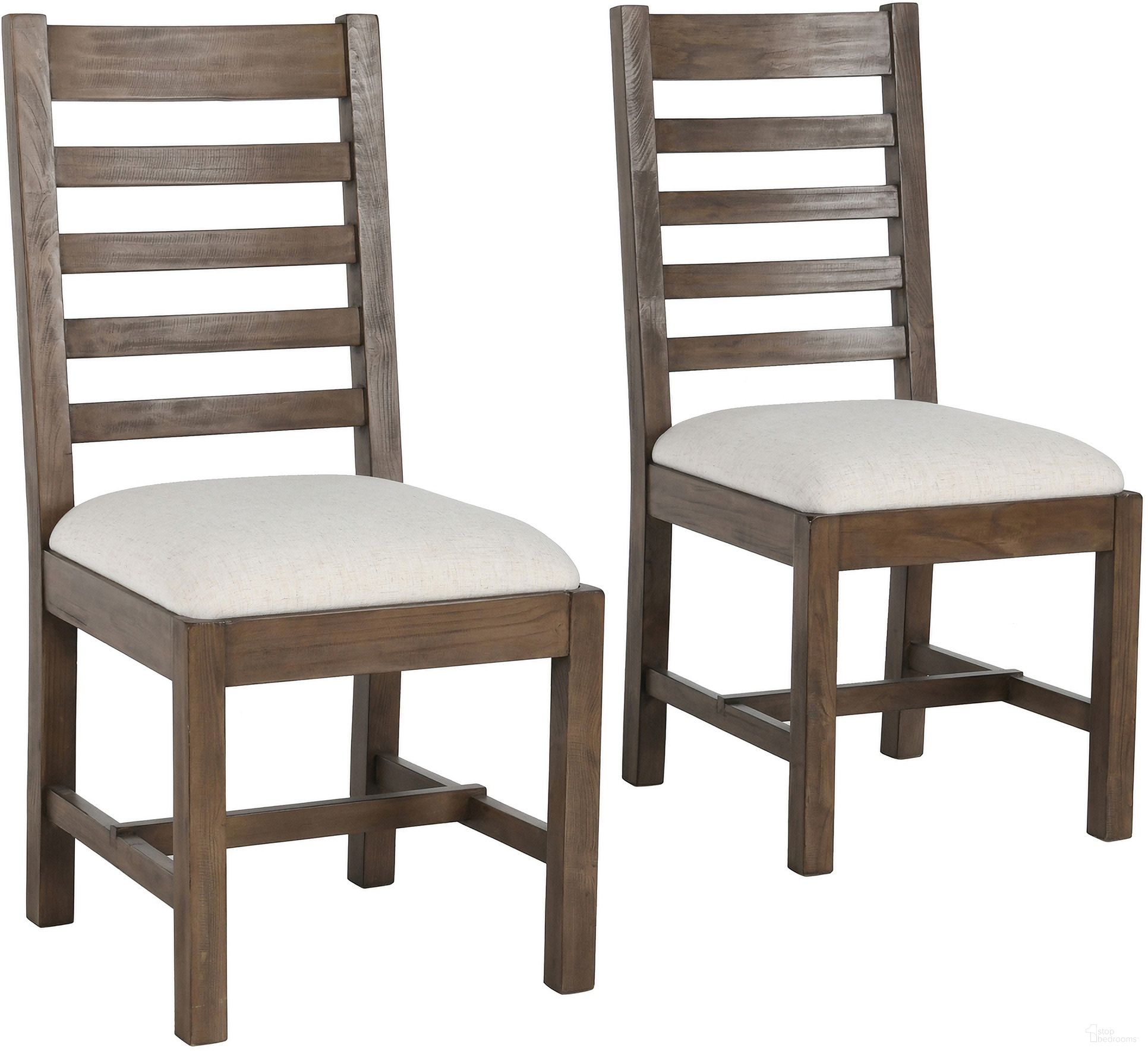 The appearance of Quincy Upholstered Dining Chair In Distressed Brown - Set of 2 designed by Classic Home in the transitional interior design. This distressed brown piece of furniture  was selected by 1StopBedrooms from Caleb Collection to add a touch of cosiness and style into your home. Sku: 53004425. Material: Reclaimed Pine. Chair Type: Side Chair.