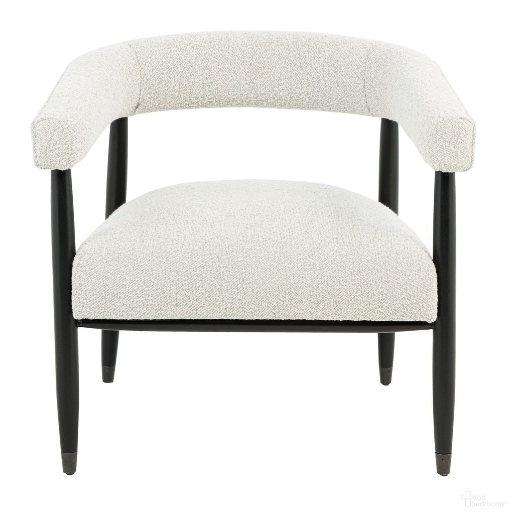 Quinn Arm Chair In Ivory Boucle with Space Black Wood Frame