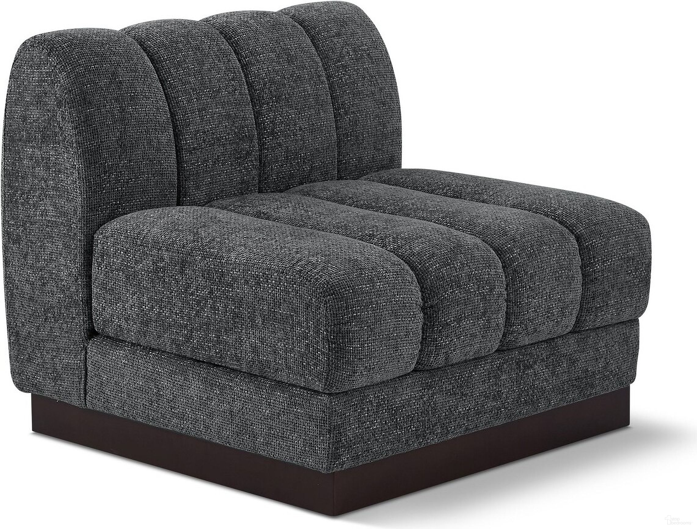Quinn Chenille Fabric Armless Chair In Grey