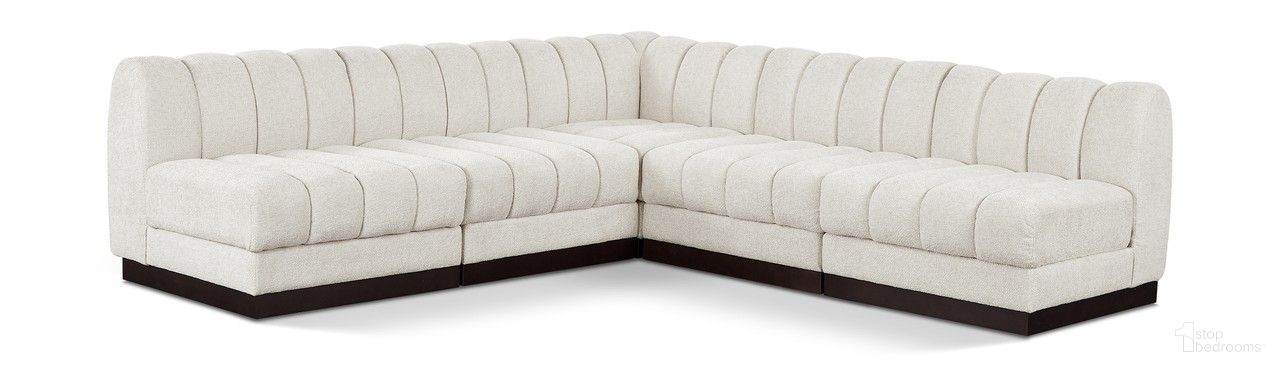 The appearance of Quinn Chenille Fabric 5 Piece Modular Sectional In Cream designed by Meridian in the modern / contemporary interior design. This cream piece of furniture was selected by 1StopBedrooms from Quinn Collection to add a touch of cosiness and style into your home. Sku: 124Cream-Armless;124Cream-Armless;124Cream-Armless;124Cream-Armless;124Cream-Corner. Material: Chenille. Layout: Modular.