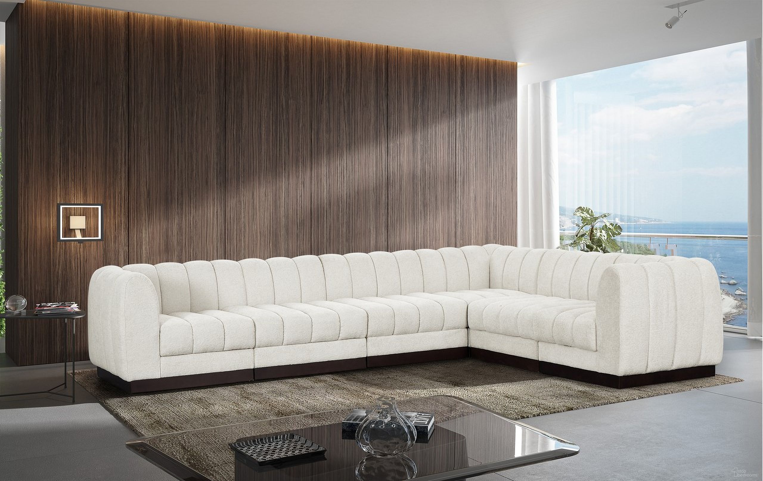 The appearance of Quinn Chenille Fabric 6 Piece Modular Sectional In Cream designed by Meridian in the modern / contemporary interior design. This cream piece of furniture was selected by 1StopBedrooms from Quinn Collection to add a touch of cosiness and style into your home. Sku: 124Cream-Armless;124Cream-Armless;124Cream-Armless;124Cream-Corner;124Cream-Corner;124Cream-Corner. Material: Chenille. Layout: Modular.