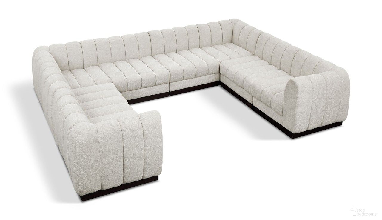 The appearance of Quinn Chenille Fabric 8 Piece Modular Sectional In Cream designed by Meridian in the modern / contemporary interior design. This cream piece of furniture was selected by 1StopBedrooms from Quinn Collection to add a touch of cosiness and style into your home. Sku: 124Cream-Armless;124Cream-Armless;124Cream-Armless;124Cream-Armless;124Cream-Corner;124Cream-Corner;124Cream-Corner;124Cream-Corner. Material: Chenille. Layout: Modular.