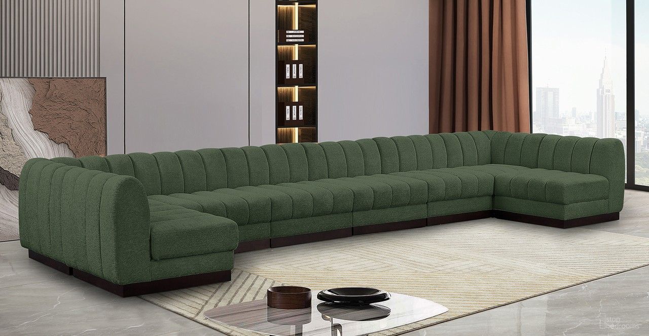 Quinn Chenille Fabric 8 Piece Modular Sectional In Green