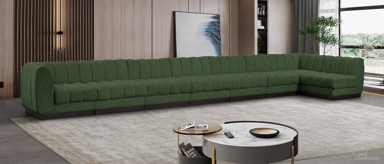 Quinn Chenille Fabric 8 Piece Modular Sectional In Green