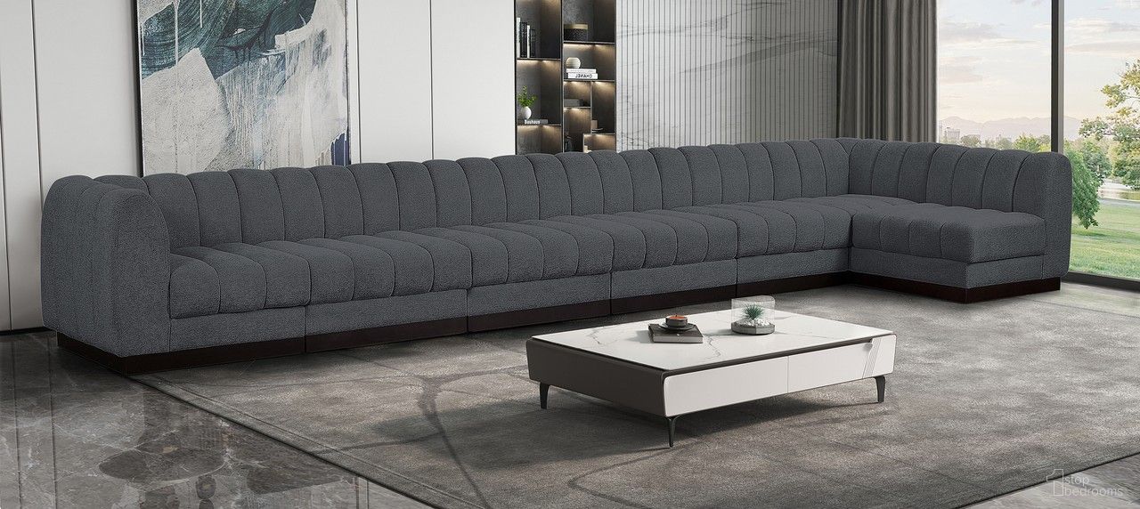 Quinn Chenille Fabric 7 Piece Modular Sectional In Grey