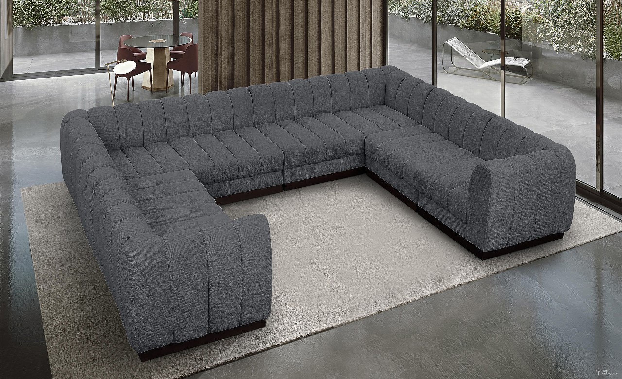 Quinn Chenille Fabric 8 Piece Modular Sectional In Grey