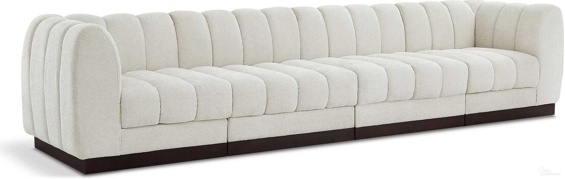 The appearance of Quinn Chenille Fabric 4 Seater Modular Sofa with Arm Support In Cream designed by Meridian in the modern / contemporary interior design. This cream piece of furniture  was selected by 1StopBedrooms from Quinn Collection to add a touch of cosiness and style into your home. Sku: 124Cream-Armless;124Cream-Armless;124Cream-Corner;124Cream-Corner. Material: Rubberwood.