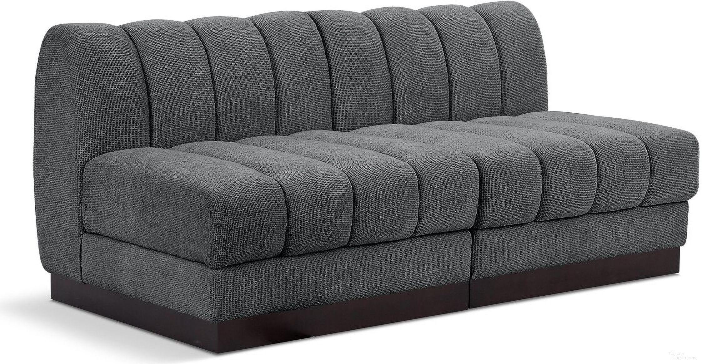 Quinn Chenille Fabric 2 Seater Modular Sofa In Grey