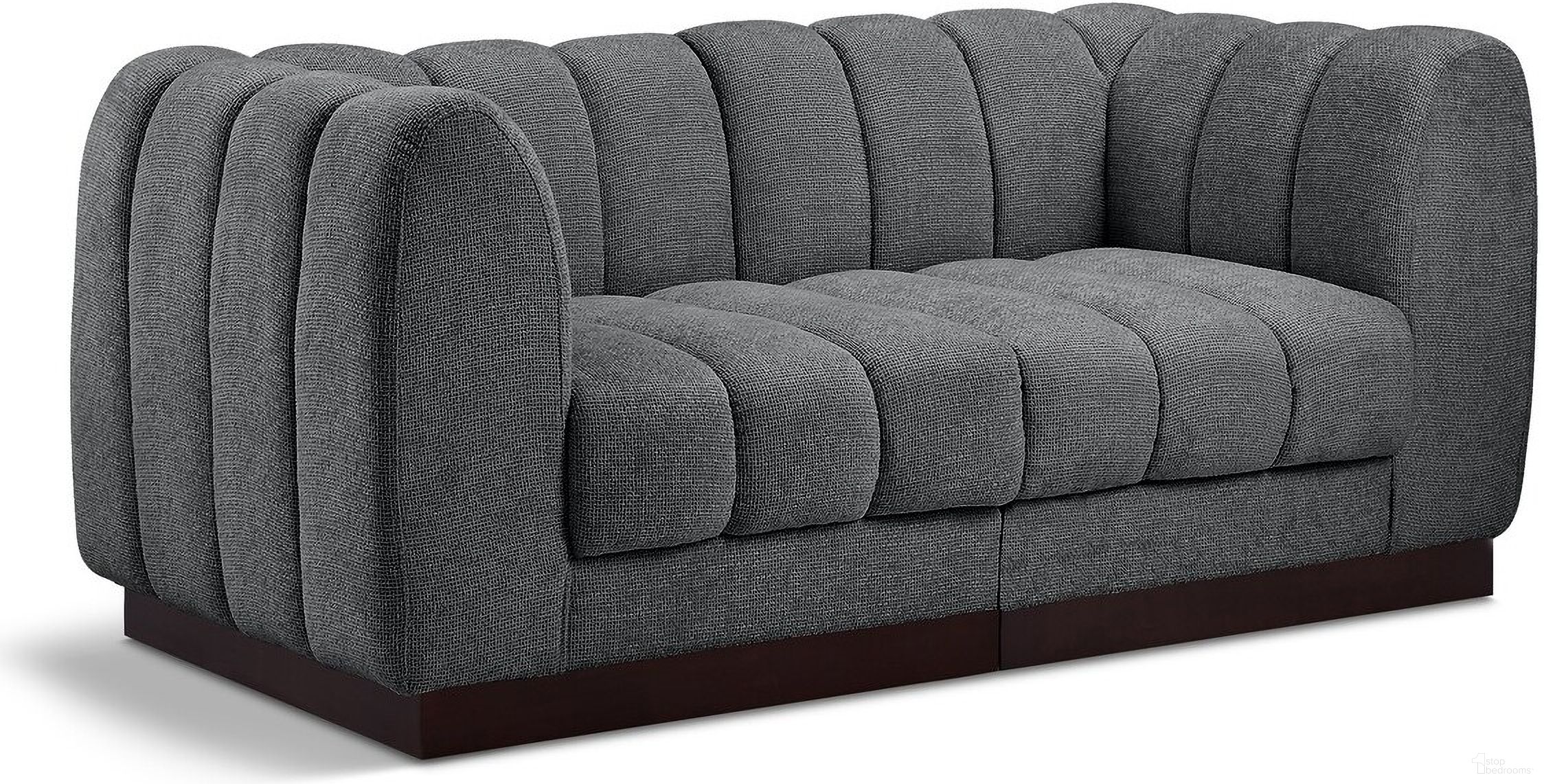 Quinn Chenille Fabric 2 Seater Modular Sofa with Arm Support In Grey