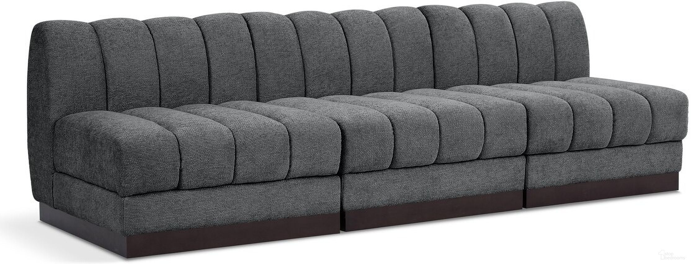 Quinn Chenille Fabric 3 Seater Modular Sofa In Grey