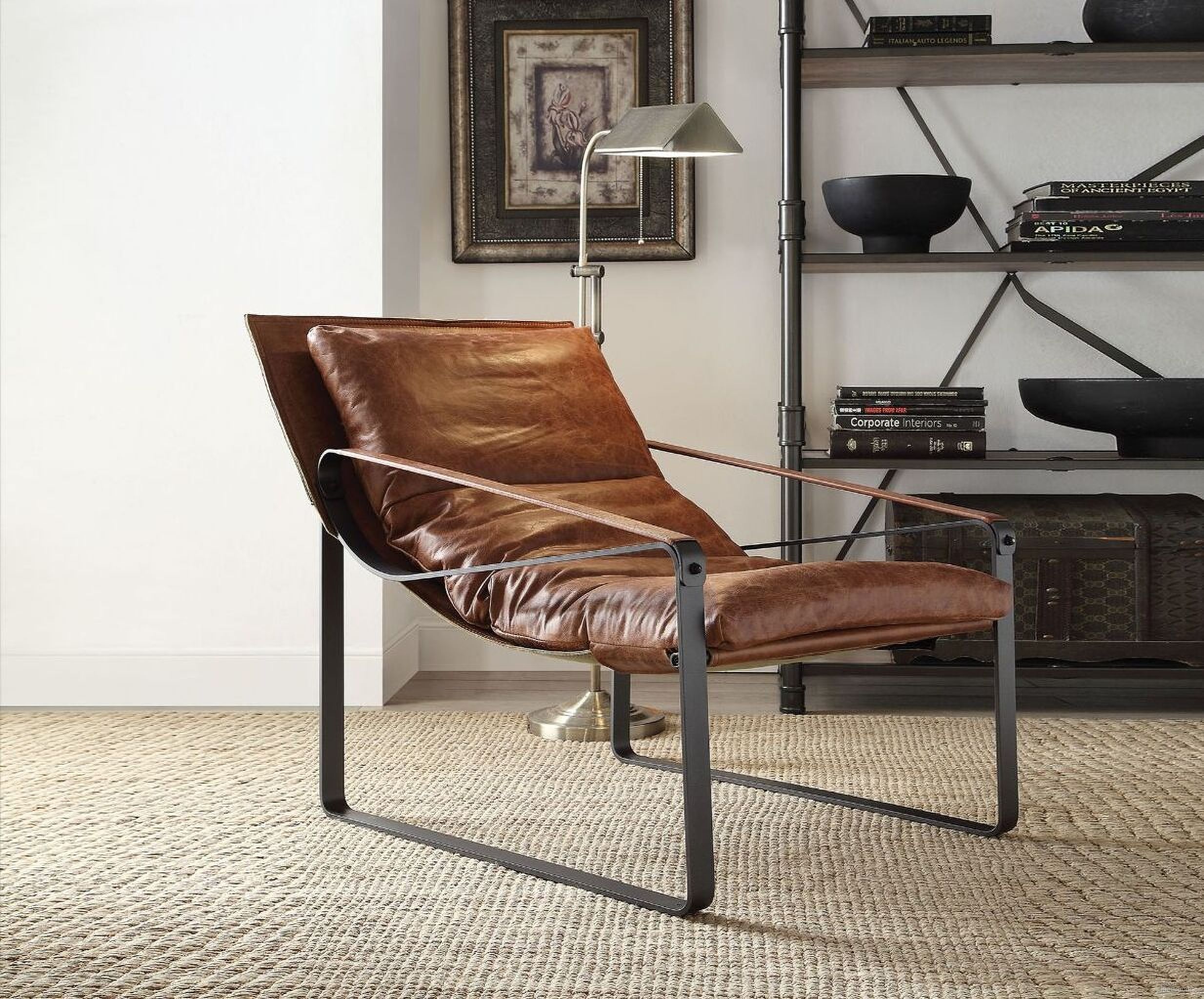 The appearance of Quoba Cocoa Leather Accent Chair designed by ACME in the rustic / southwestern interior design. This brown piece of furniture  was selected by 1StopBedrooms from Quoba Collection to add a touch of cosiness and style into your home. Sku: 96674. Material: Leather.