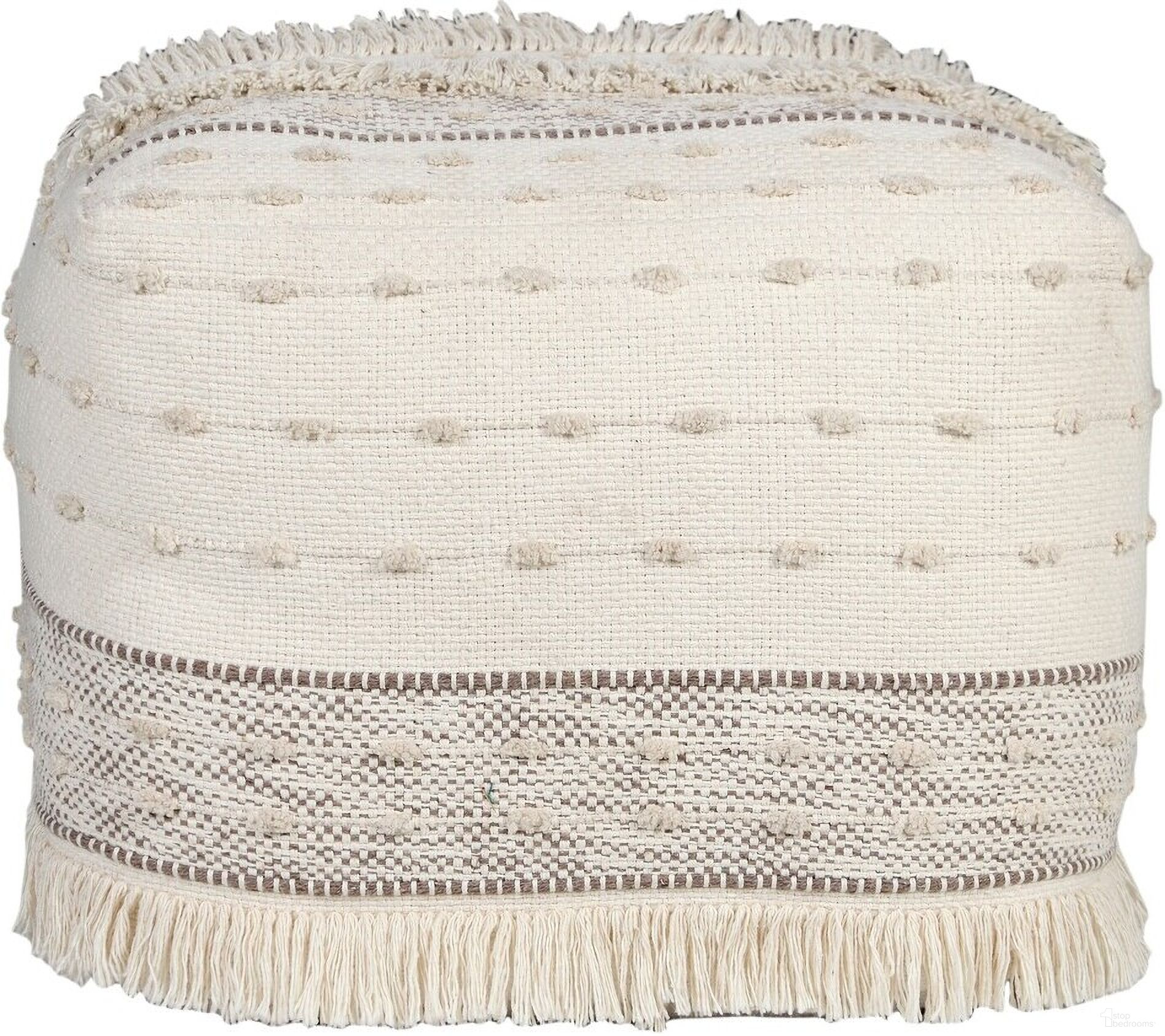 The appearance of Quorx Striped Hand-Woven All-Natural Cotton Ottoman Pouf In Cream and Brown designed by Rajani Home in the transitional interior design. This cream/brown piece of furniture was selected by 1StopBedrooms from Bova Collection to add a touch of cosiness and style into your home. Sku: 1C841208G49348. Material: Cotton.