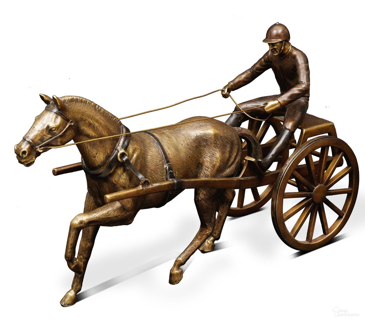 The appearance of Racing Buggy Sculpture In Brass designed by Maitland-Smith in the modern / contemporary interior design. This brass piece of furniture  was selected by 1StopBedrooms from Maitland Smith Collection to add a touch of cosiness and style into your home. Sku: 89-1814. Material: Brass.