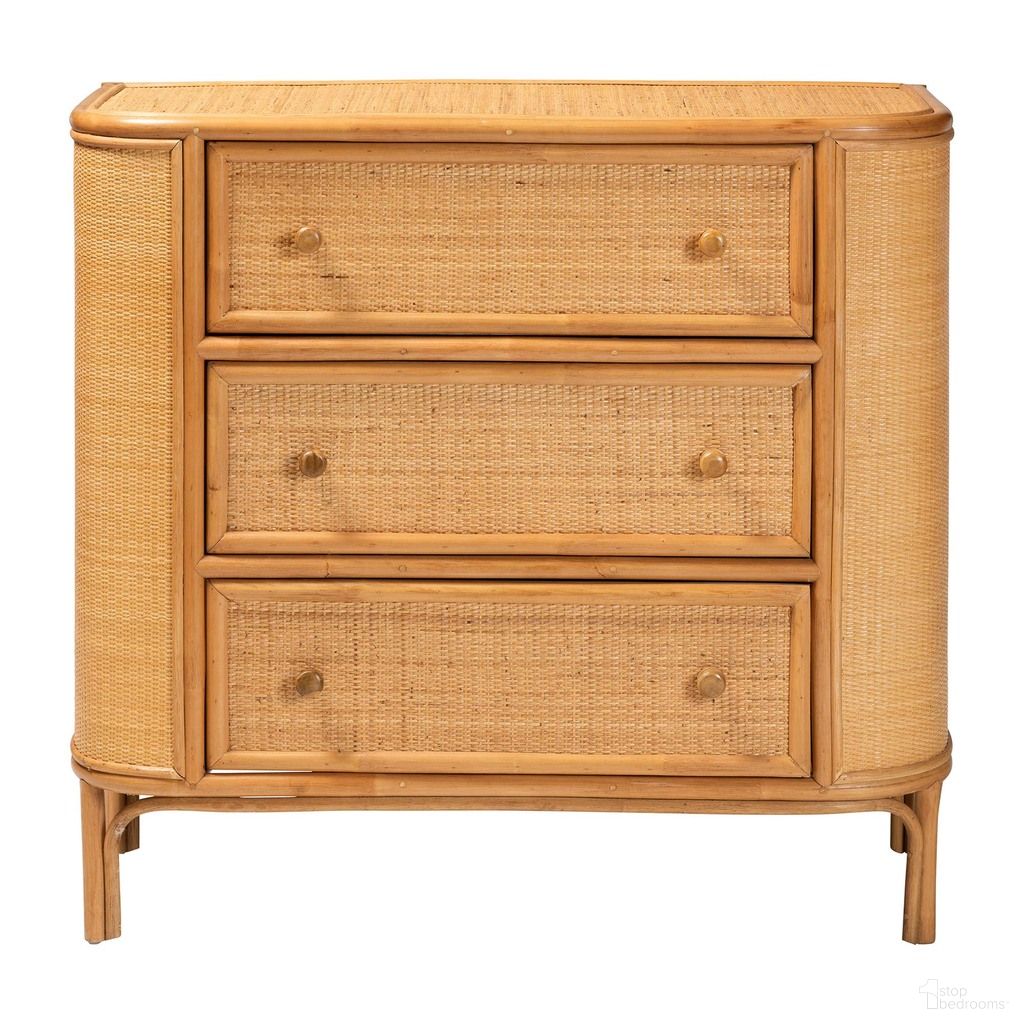 Radenza Rattan 3-Drawer Storage Cabinet In Light Honey