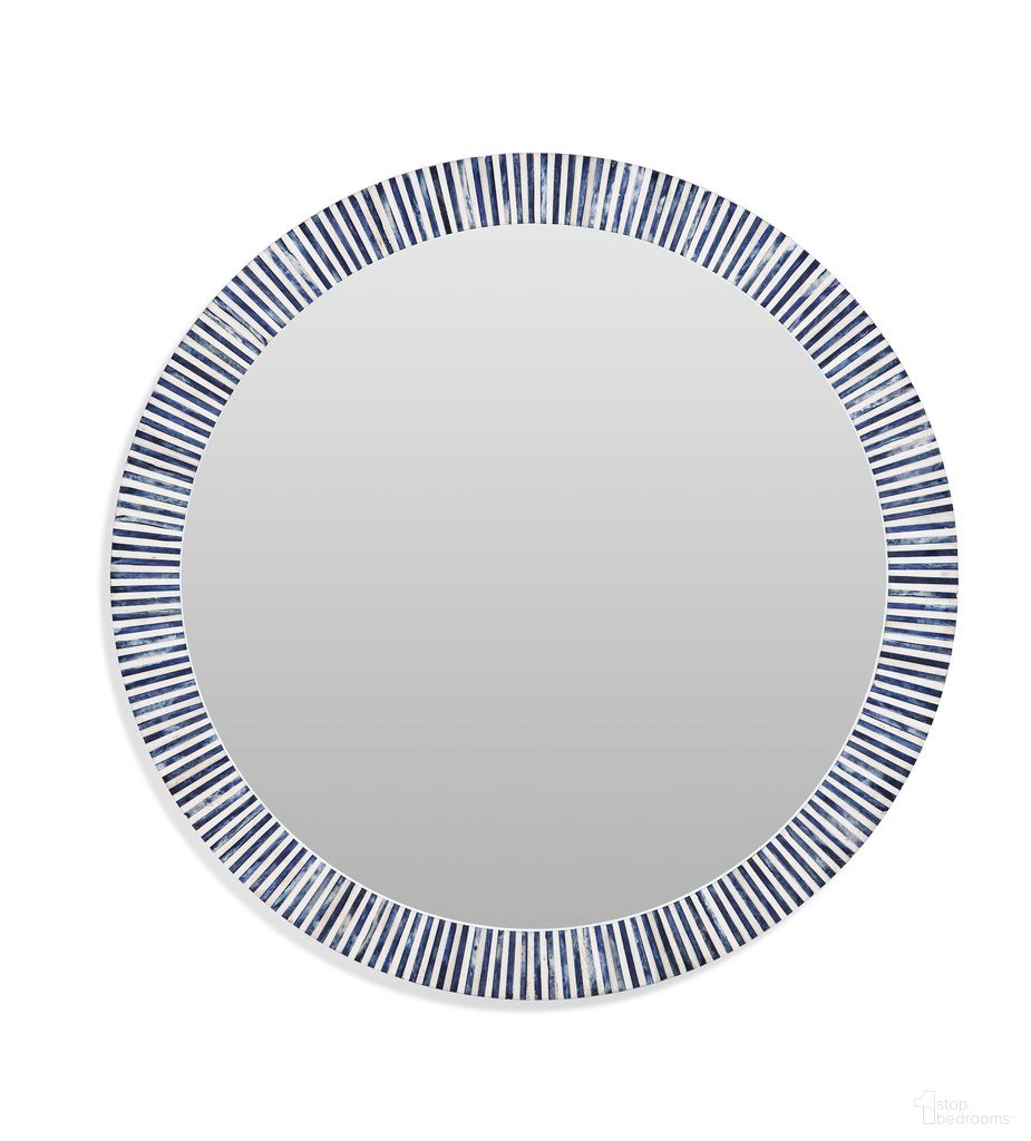 Radial Bone Wall Mirror In Blue