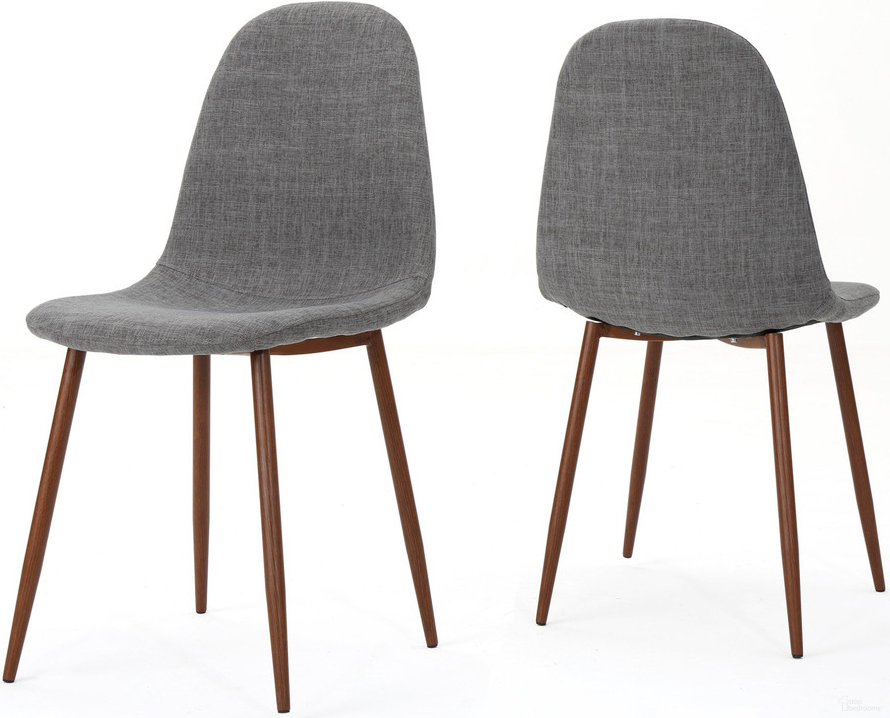 The appearance of Radiancy Upholstered Armless Dining Chair with Wood Legs Set of 2 In Light Grey and Dark Brown designed by Noble House in the transitional interior design. This light grey piece of furniture was selected by 1StopBedrooms from Radiancy Collection to add a touch of cosiness and style into your home. Sku: 60787.00. Material: Fabric. Chair Type: Side Chair.
