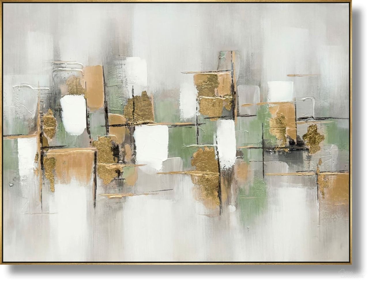 Radiant Haze Modern Blocks Canvas Wall Art In Gold
