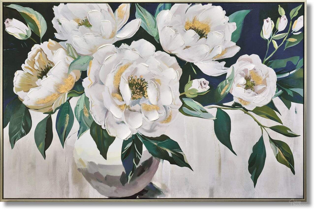 Radiant Opulent Peonies in Canvas Wall Art In Ivory and Gold