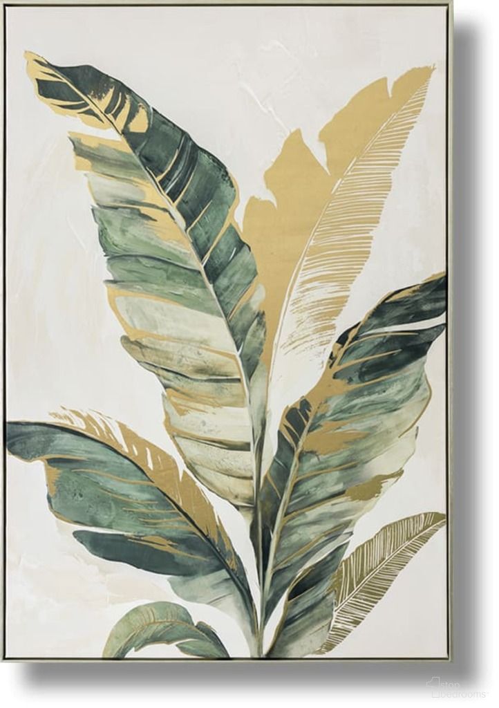 Radiant Tropics Banana Leaf Elegance Canvas Wall Art In Gold