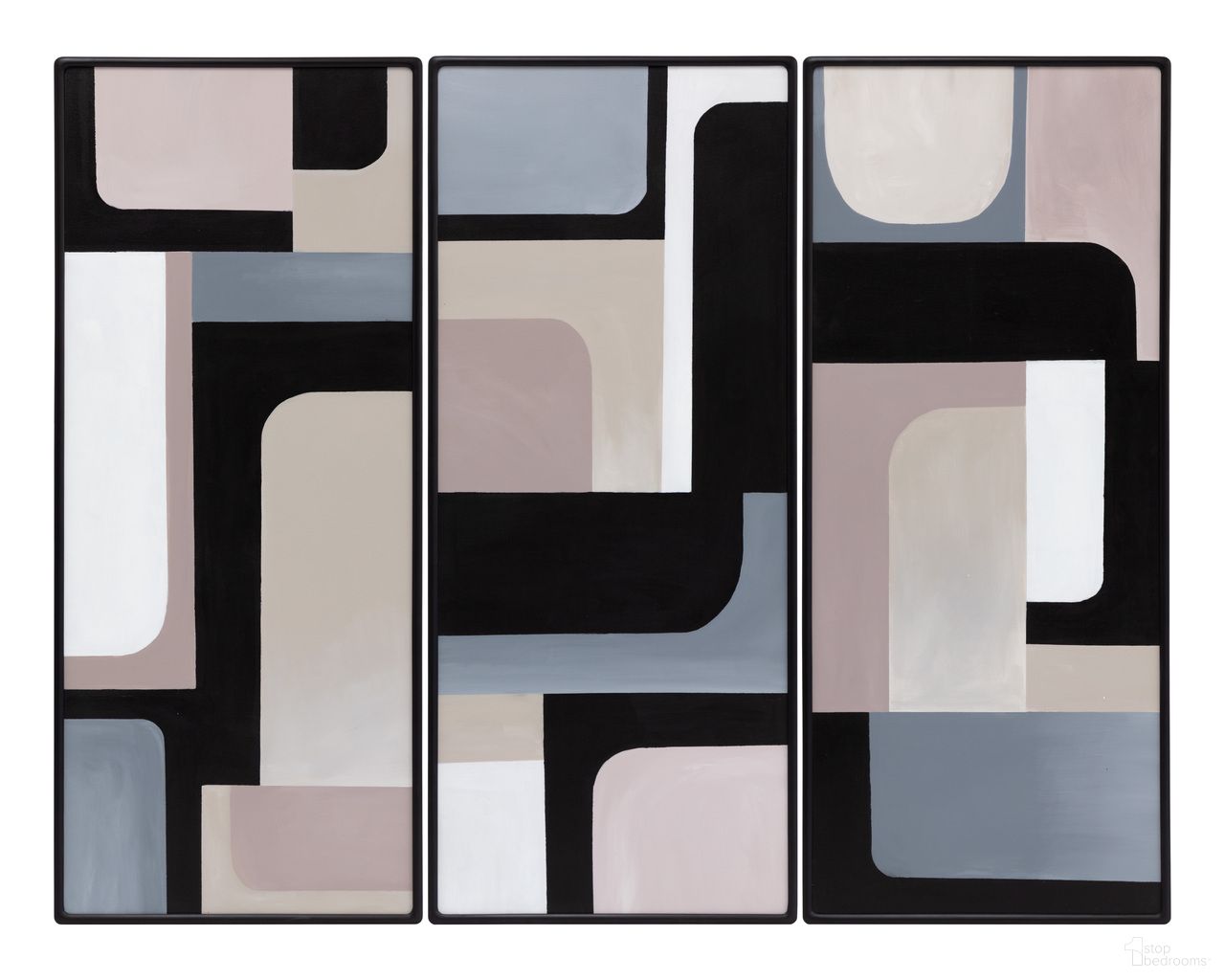 Radical Interpretation 28" x 66" Accent Wall Art Set of 3 In Black and Multi