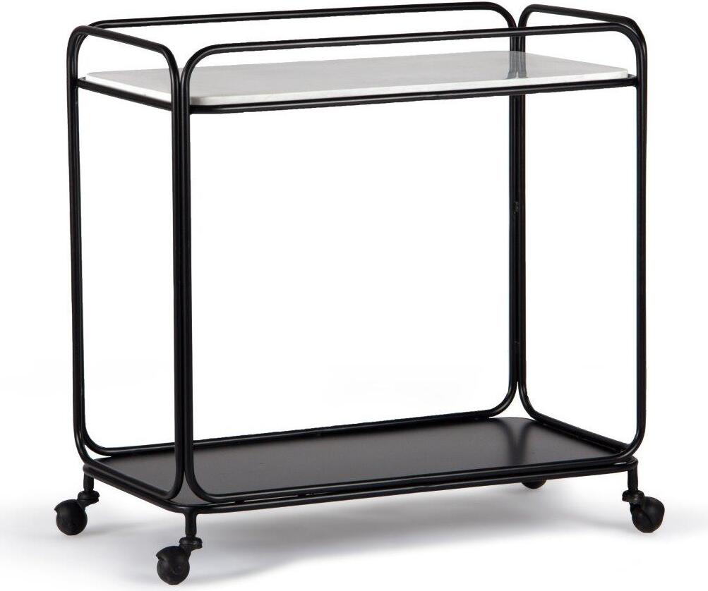 Sauder Coral Cape Modern Metal & Glass Bar Cart in Black